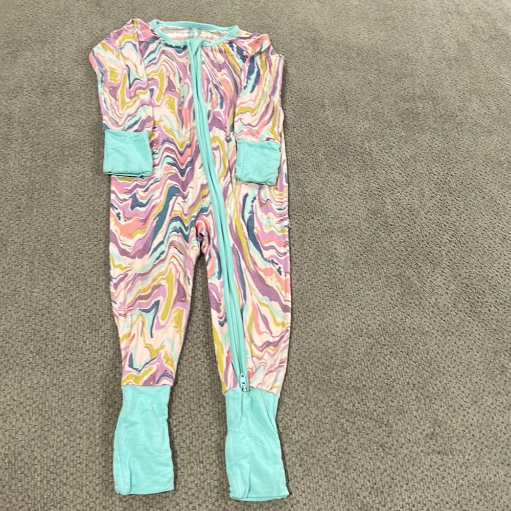 6-12 month pink marble swirl little sleepies zippy